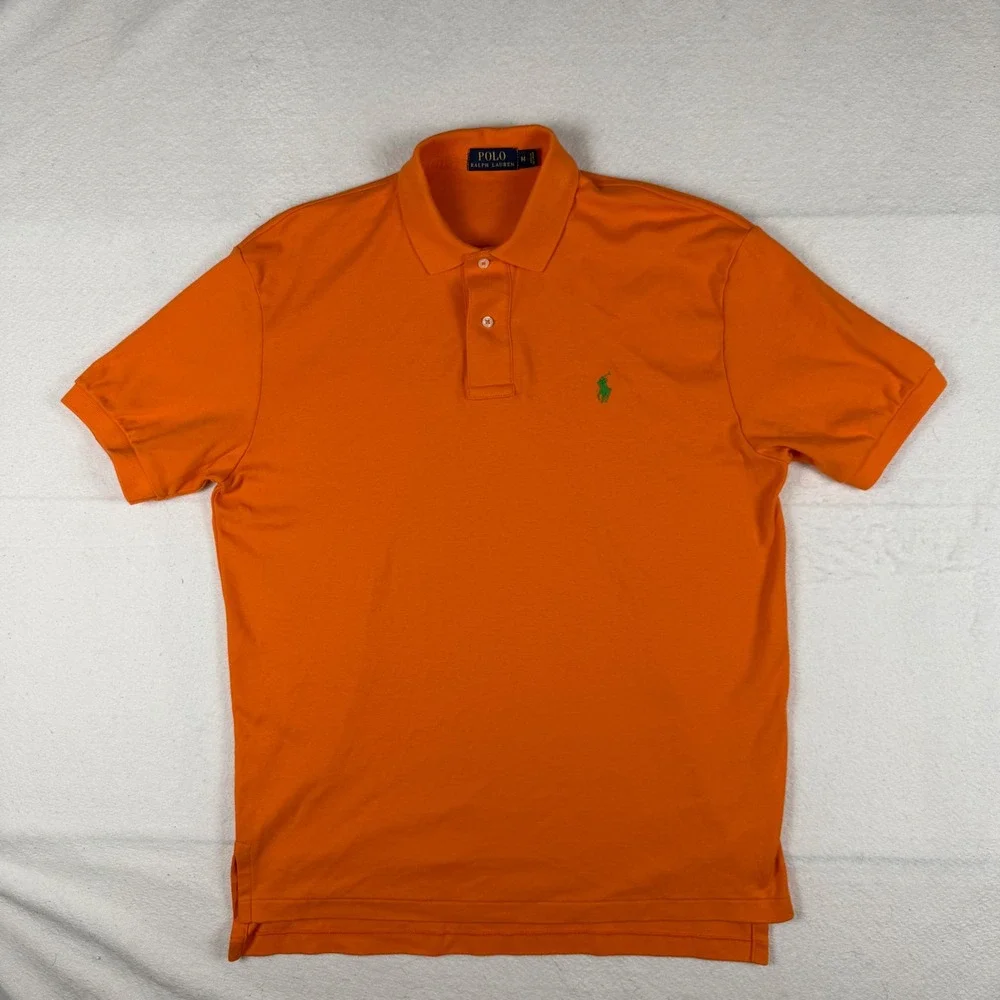 Polo Ralph Lauren Mens Orange Short Sleeve Pony Logo Polo Shirt Size M RN41381
